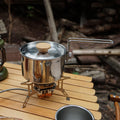 Camping Pot, 1L 304 Stainless Steel Portable Camping Kettle with Foldable Handle, Mini Backpacking Camping Cookware for Camping Picnic Hiking
