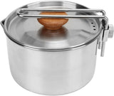 Camping Pot, 1L 304 Stainless Steel Portable Camping Kettle with Foldable Handle, Mini Backpacking Camping Cookware for Camping Picnic Hiking