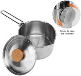 Camping Pot, 1L 304 Stainless Steel Portable Camping Kettle with Foldable Handle, Mini Backpacking Camping Cookware for Camping Picnic Hiking